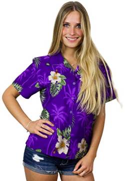 King Kameha Funky Hawaiibluse, Hawaiihemd, Kurzarm, Small Flower, Violett, L von King Kameha