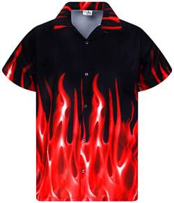King Kameha Funky Hawaiihemd, Flammenhemd, Flammenshirt, Herren, Kurzarm, Flames, Rot, 3XL von King Kameha