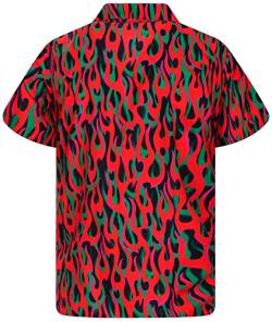 King Kameha Funky Hawaiihemd, Flammenhemd, Flammenshirt, Herren, Kurzarm, Flames Allover, Rot, 3XL von King Kameha