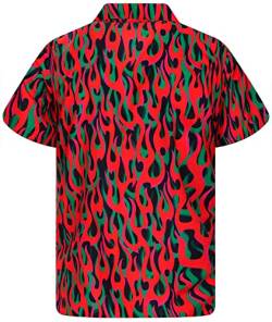 King Kameha Funky Hawaiihemd, Flammenhemd, Flammenshirt, Herren, Kurzarm, Flames Allover, Rot, 4XL von King Kameha