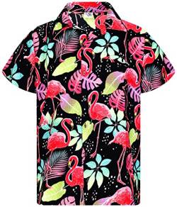 King Kameha Funky Hawaiihemd, Herren, Kurzarm, Funky Flamingos Print, Schwarz, 5XL von King Kameha