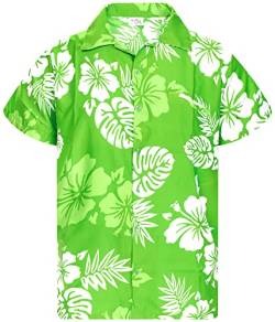 King Kameha Funky Hawaiihemd, Herren, Kurzarm, Mono Hibiscus Print, Grün Weiß, XXL von King Kameha