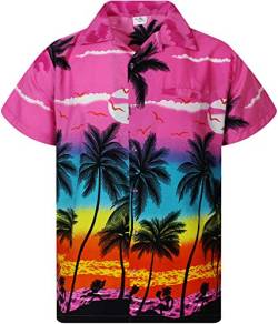 King Kameha Funky Hawaiihemd, Kurzarm, Beach New, Eclectic Pink, 4XL von King Kameha