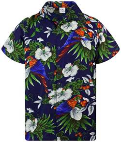 King Kameha Funky Hawaiihemd, Kurzarm, Cherryparrot New, Dunkelblau, 6XL von King Kameha