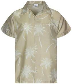 King Kameha Funky Hawaiihemd, Kurzarm, Palmshadow, Beige, 3XL von King Kameha