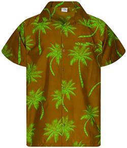 King Kameha Funky Hawaiihemd, Kurzarm, Palmshadow, Mustard Grün, 6XL von King Kameha