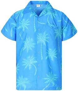 King Kameha Funky Hawaiihemd, Kurzarm, Palmshadow New, Türkis, 5XL von King Kameha