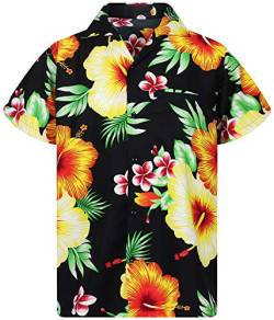 King Kameha Funky Hawaiihemd, Kurzarm, Paradise Flowers, Schwarz, 3XL von King Kameha