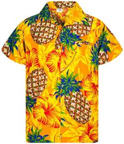 King Kameha Funky Hawaiihemd, Kurzarm, Pineapple Hibiscus, Gelb, XL von King Kameha