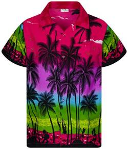 King Kameha Funky Hawaiihemd, Kurzarm, Print Beach, Pink, 4XL von King Kameha