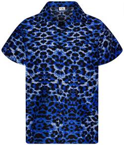 King Kameha Funky Hawaiihemd, Kurzarm, Print Leopard, Blau, XXL von King Kameha