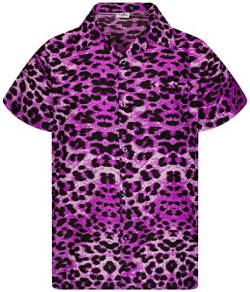 King Kameha Funky Hawaiihemd, Kurzarm, Print Leopard, Ultra Violett, 4XL von King Kameha