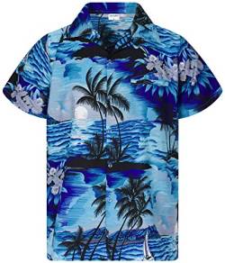 King Kameha Funky Hawaiihemd, Kurzarm, Surf New, Dunkeltürkis, XL von King Kameha