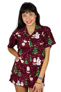 King Kameha Hawaiihemd Hawaiibluse Weihnachten, Christmas Buddys, rot, L von King Kameha