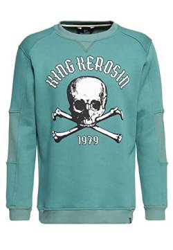 King Kerosin Herren Basic Pullover | Langarm | Front Print | Regular Fit | Skull Rippbund | Rundhals | Totenkopf 1979 von King Kerosin