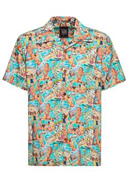 King Kerosin Herren Kurzarm Hemd | Hawaii Hemd | 50Er Jahre All-Over-Print | Pin-Up | Beach Style | Vintage | Sommer | Rockabilly 50'S Vacation von King Kerosin