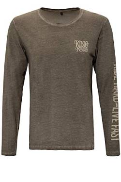 King Kerosin Herren Longsleeve Oilwash Shirt Bikerstyle Ride Hard Live Fast von King Kerosin