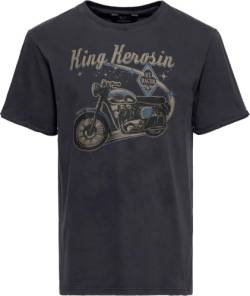 King Kerosin Herren T-Shirt | Rockabilly | Ace Racer | 50S | Regular Fit | Front-Print | Retro | Vintage Look | Acid-Washed | Rock'n'roll | Classic Motorbike | 1950 | Used Look Ace Racer von King Kerosin