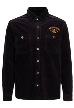 King Kerosin Herren Workwear Hemd | Worker Hemd | Langarmhemd | Cordhemd | Cord | Biker | Ride Free Live Free | Eagle | Adler | Usa | 50S | Rock'n'roll | Rockabilly | Mot Ride Free Live Free von King Kerosin