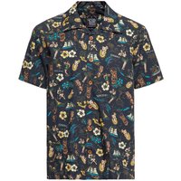 King Kerosin - Rockabilly Kurzarmhemd - Tropical Hawaiian Style Shirt Deluxe - M bis 4XL - für Männer - Größe 3XL - schwarz von King Kerosin