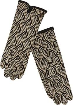 King Louie Damen Handschuhe »Glove Facet« Glitzer Chevron Feinstrick Handschuh (Schwarz / Beige, L) von King Louie