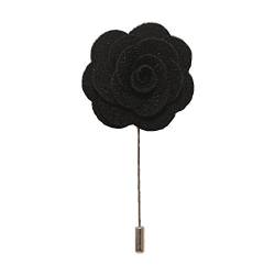Handgefertigte Anstecknadel mit Blume / Rose, Boutonniere für das Knopfloch, Corsage, Anzug, Smoking oder Jacke Gr. onesize, schwarz von King & Priory