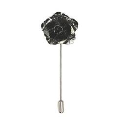 Handgefertigte Blume/Rose-Anstecknadel aus Metall, für Knopfloch, Korsage, Knopflochblume, Farbe: Gunmetal von King & Priory