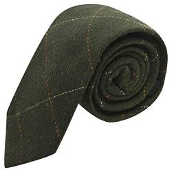 King & Priory Luxuriöse Waldgrüne Tweed-Krawatte mit Fischgrätenmuster von King & Priory