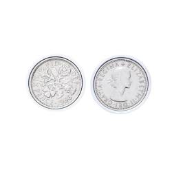 Manschettenknöpfe mit 6 Münzen, poliert, 1966 Jahrestag 1966, Münzen zum 58. Geburtstag, Einheitsgröße, Metall, Kein Edelstein von King & Priory