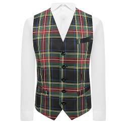 Traditionelle dunkelgrüne Tartan-Karo-Weste, schottisch, Stewart, dunkelgrün, L von King & Priory