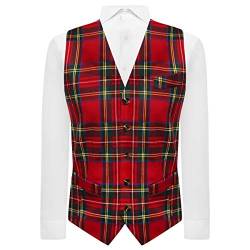 Traditionelle rote und gelbe Tartan-Weste, tailord-Passform, schottisch, Stewart, Burns Night, rot, L von King & Priory