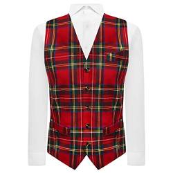 Traditionelle rote und gelbe Tartan-Weste, tailord-Passform, schottisch, Stewart, Burns Night, rot, XXL von King & Priory