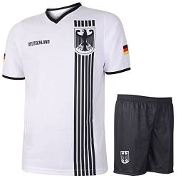 Deutschland Trikot Set Heim - Streifen Schwarz Weiß - Kinder und Erwachsene - Jungen - Fußball Trikot - Fussball Geschenke - Sport t Shirt - Sportbekleidung - Größe 140 von Kingdo