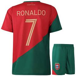 Portugal Trikot Set Ronaldo - Kinder und Erwachsene - Jungen - Fußball Trikot - Fussball Geschenke - Sport t Shirt - Sportbekleidung - Größe 152 von Kingdo
