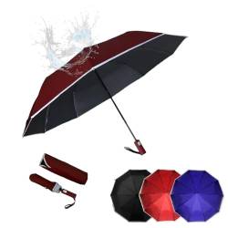 Kingmate Windsicher Regenschirm-Taschenschirm Sturmfest Automatik 190T Nylon Umbrella Wasserabweisend-Damen Herren Schirm-Klein Leicht-10Ribs Reise Golfschirm-Rot von Kingmate