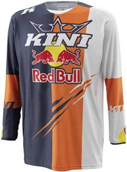 Kini Red Bull Competition Jersey V2.1 – Herren Motorcross Langarm-Shirt, Atmungsaktiv, Mesh, Mikrofaser - Orange/White/Anthrazite - S von Kini