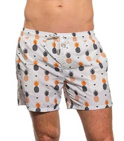 Kiniki Herren Traditionelle Beach Board Badeshorts - Pineapple von Kiniki