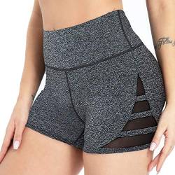 Kipro Damen Kurze Sporthose Blickdicht High Waist Radelhose Yoga Shorts dunkel blumig grau&L von Kipro