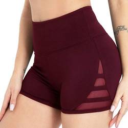 Kipro Yoga Shorts Frauen Kompression Workout Activewear Mesh Laufen Kurze Hose Weinrot&L von Kipro