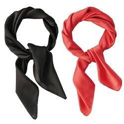 Kireida® 2 Stück dünne, quadratische Schals, Damenschals, elegante Seidenschals, Schals, leichte, vielseitige Schals, eleganter Schal, Geschenke für Frauen von Kireida