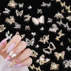 Kireida® 38 Stück Schmetterlings-Nagelanhänger, metall nagelschmuck, 3D-Schmetterlingsform-Anhänger für Nägel, Edelsteine, Nagelkunst-Dekorationszubehör von Kireida