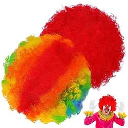 2St Clown Perücke Regenbogenrot Halloweenkostüm Afro-Farbe-Perücke Ornament Afro-Perücken Regenbogen-Clown-Perücke Regenbogen-Afro-Perücke Retro-Farbe weil Perücke Zubehör Kleidung von Kisangel