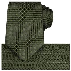 KissTies Krawatten für Herren einfarbige Krawatte mit Karomuster + Geschenkbox - Grün - Einheitsgröße von KissTies
