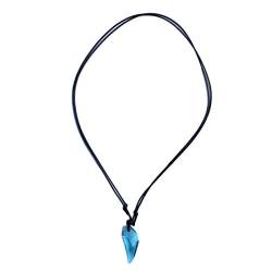Kissherely Österreichischen Kristall Anhänger Halskette Unisex lange Zahn geformt Leder Kette Halskette Schmuck (blau) von Kissherely
