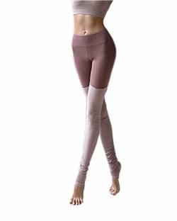 Kissprom Damen-Leggings mit Steigbügel, mit Innentasche, hohe Taille, lockere Socken, Taupe und Pinkish Purple, Groß von Kissprom