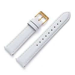 Kistanio 18 mm Uhrenarmband in Weiß aus Echtleder mit Edelstahl Dornschließe LB-WH-18-GO von Kistanio