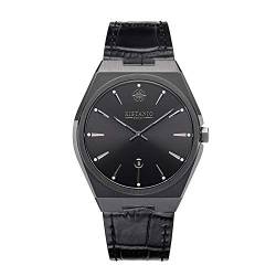 Kistanio Milano Herrenuhr mit Echtlederarmband 10ATM Saphirglas Gunmetal Schwarz GM-BK-L-BK von Kistanio