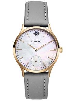 Kistanio Stratolia Damenuhr mit Lederarmband Analog Saphirglas Champagner Perlmutt STR-31-097 von Kistanio