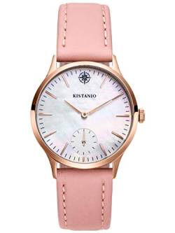 Kistanio Stratolia Damenuhr mit Lederarmband Analog Saphirglas Rose Perlmutt STR-31-003 von Kistanio