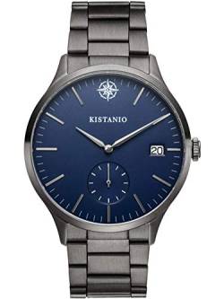 Kistanio Stratolis Herrenuhr mit Edelstahlamband Analog Saphirglas Gunmetal Blau STR-40-046 von Kistanio